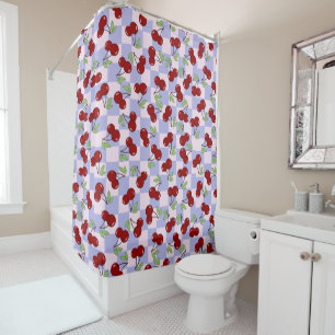 Douche Motif de cerisier rouge doux rideau