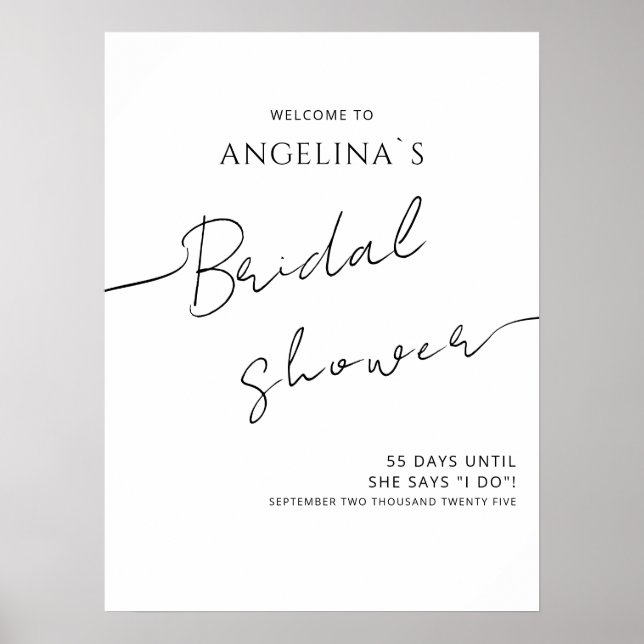 Douche nuptiale Affiches dans un design moderne. (Devant)