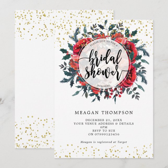 douche nuptiale d'hiver invitation parties scintil (Devant / Derrière)