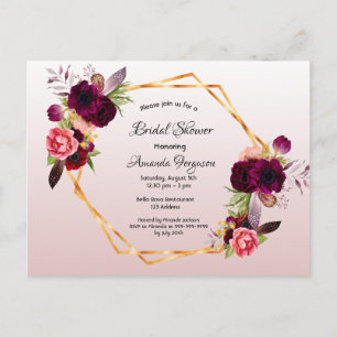 Douche nuptiale dusté rose Bourgogne invitation