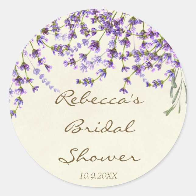 douche nuptiale favorise autocollants lavande fleu (Devant)