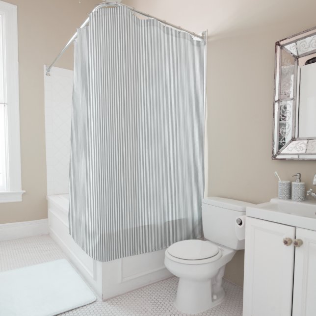 Douche rideau Gris & blanc (En situation)