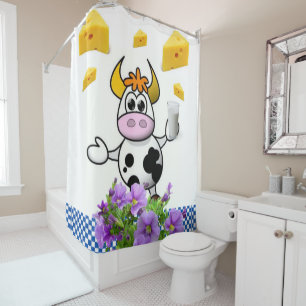 Douche Rideau Vache Lait Fromage Bleu Plaid