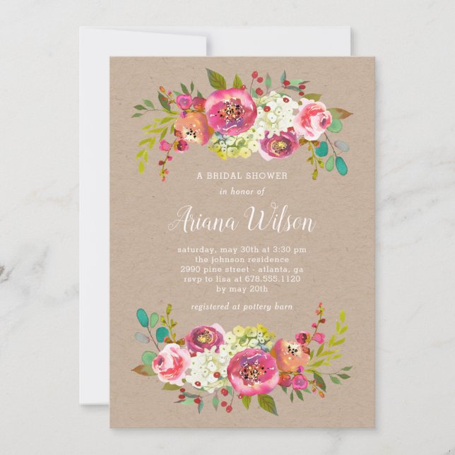 Douche Sweet Romance Kraft / Invitation de fête (Devant)