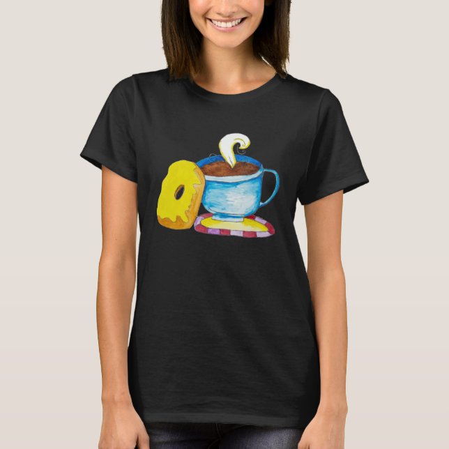 Doughnut and a Coffee Hand Drawn T-Shirt (Vorderseite)