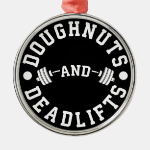 Doughnut and Deadlifts - Carbon - Funny Workout Silbernes Ornament