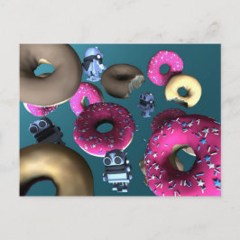 Doughnut and Toy Robot 03 Postcard Postkarte