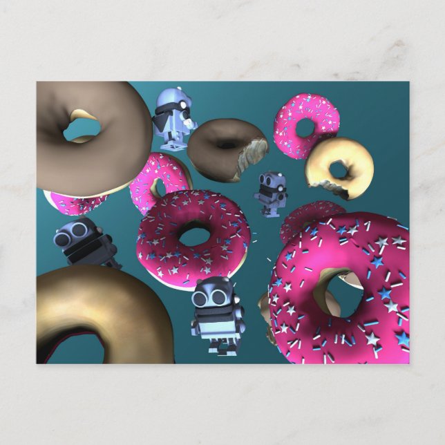 Doughnut and Toy Robot 03 Postcard Postkarte (Vorderseite)