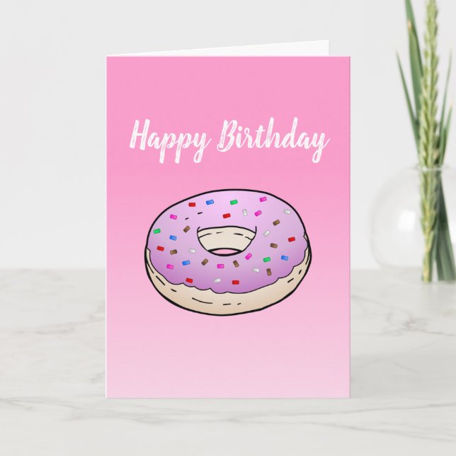 Doughnut auf geklappter Grußkarte Geburtstag Karte (Vorderseite)