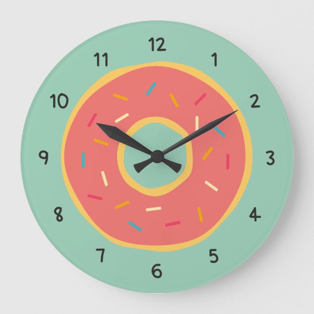 Doughnut Food Themed Numbers Decorative Kitchen Große Wanduhr (Vorderseite)