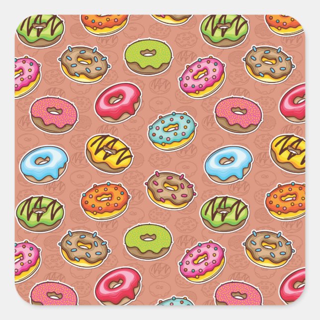 Doughnut Quadratischer Aufkleber (Vorderseite)