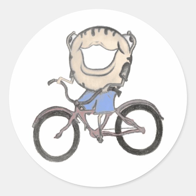 Doughnut Riding a Bicycle Runder Aufkleber (Vorderseite)