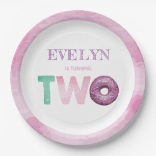 Doughnut Second Birthday Personalisiert Pappteller