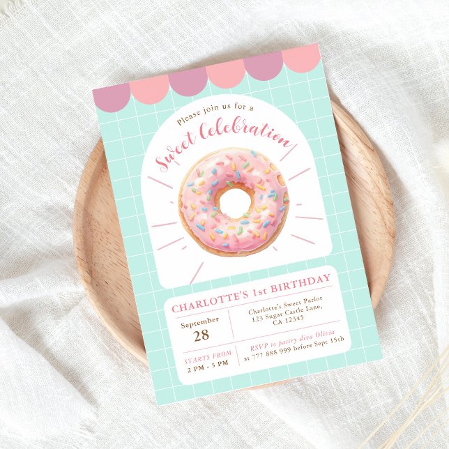 Doughnut Sweet Shop Geburtstag Einladung (Von Creator hochgeladen)