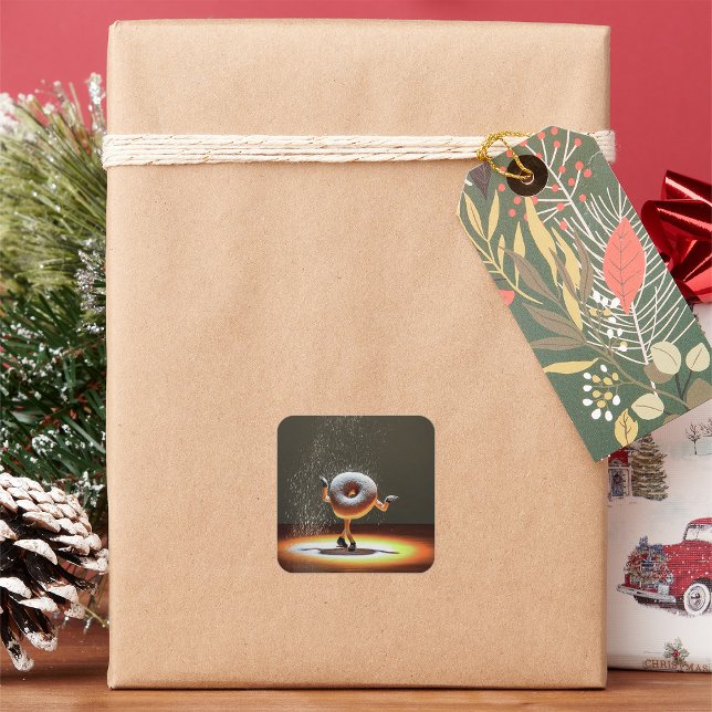 Doughnut tanzt auf Bühne Quadratischer Aufkleber (Von Creator hochgeladen)