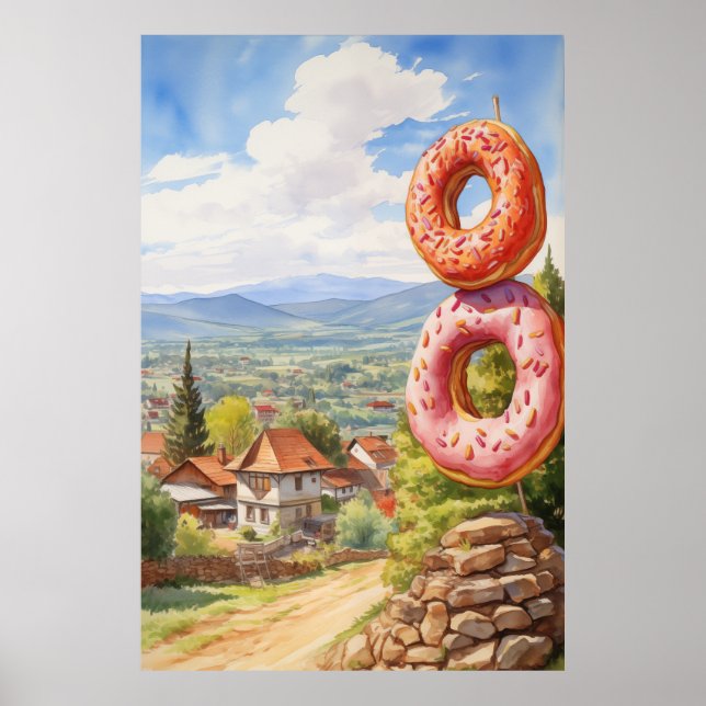 Doughnut Village Zeichen rustikal Poster (Vorne)
