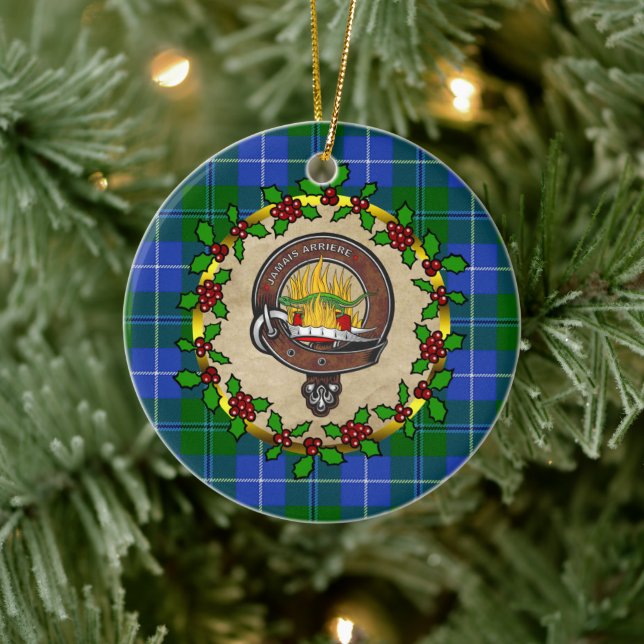 Douglas Clan Abzeichen & Tartan Personalisiert Xma Keramik Ornament (Baum)