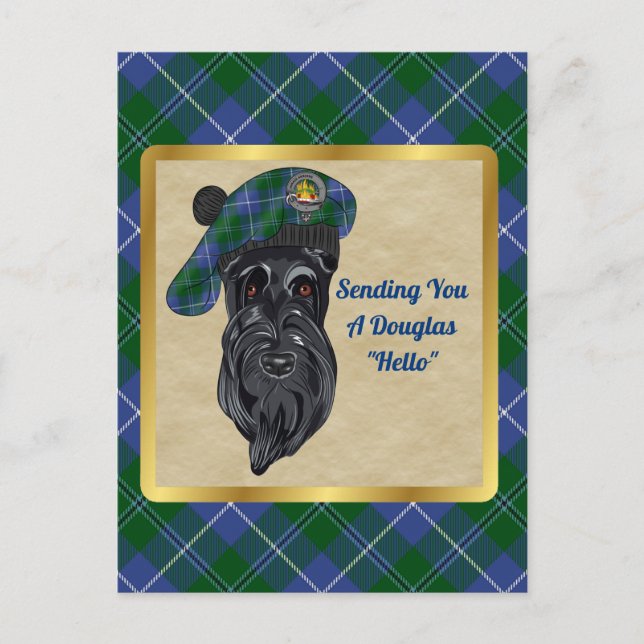 Douglas Clan Badge & Carte Postale Tartan (Devant)