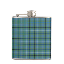 Douglas Clan Light Blue und Green Ancient Tartan Flachmann