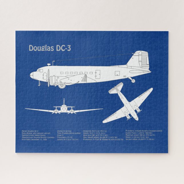Douglas DC-3 - Airplane Blueprint Zeichnend Plan A (Horizontal)
