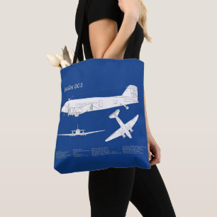 Douglas DC-3 - Airplane Blueprint Zeichnend Plan A Tasche