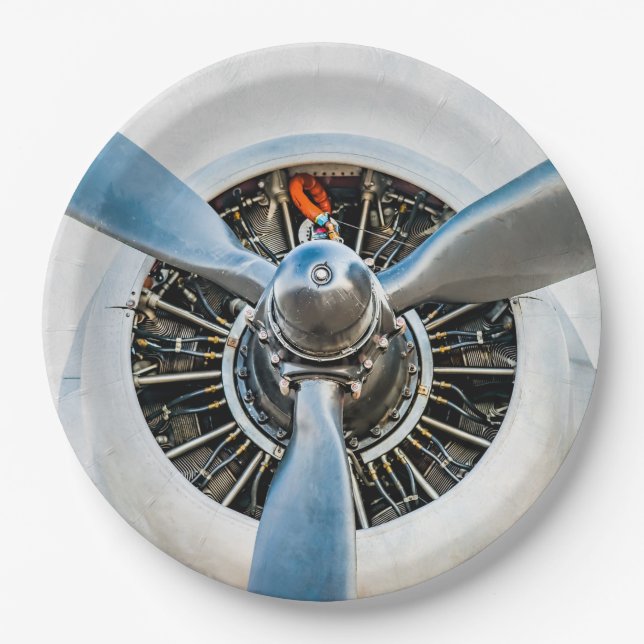 Douglas DC-3 Flugzeug. Propeller Pappteller (Vorderseite)