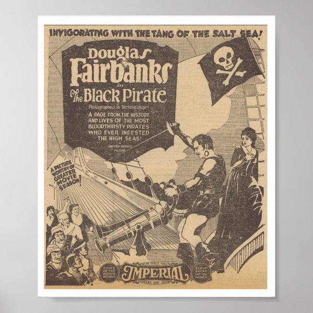 Douglas Fairbanks Billie Dove Black Pirate 1926 Poster (Vorne)