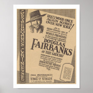 Douglas Fairbanks die Gauchoweltpremiere 1927 Poster