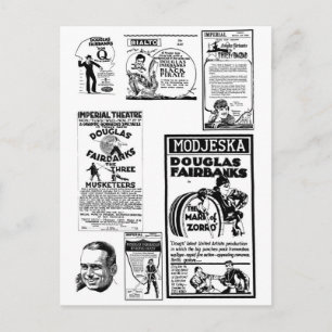 Douglas Fairbanks Stummfilmwerbung Postkarte