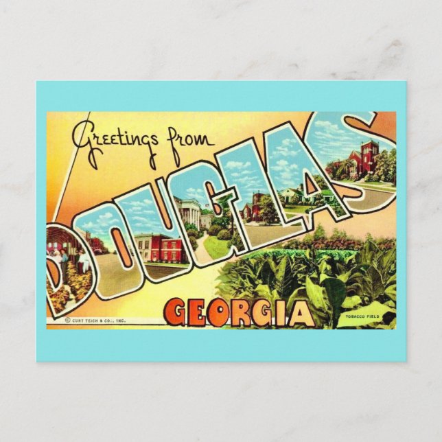 Douglas Georgia Vintage Postkarte (Vorderseite)