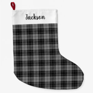 Douglas Gray Tartain Kariert Black Gray Großer Weihnachtsstrumpf