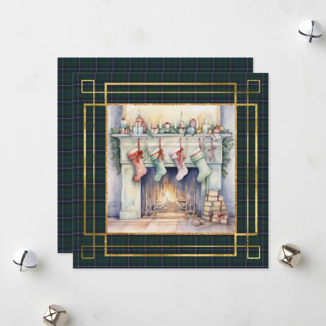 Douglas Modern Scottish Tartan Christmas  Feiertagskarte (Vorderseite/Rückseite Beispiel)