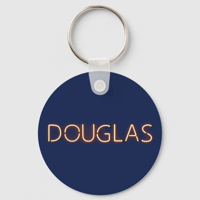 Douglas Name in leuchtenden Neonleuchten Schlüsselanhänger (Vorderseite)
