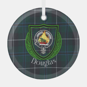 Douglas schottischer Clan Tartan und Wappen Ornament Aus Glas