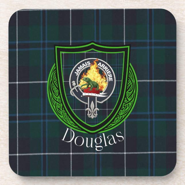 Douglas Scottish Clan Tartan & Crest Getränkeuntersetzer (Vorderseite)