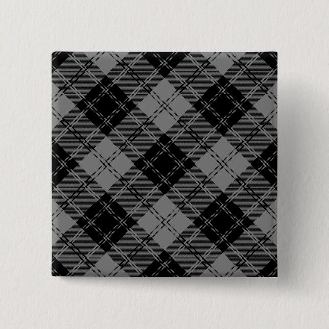Douglas tartan black grau kariert button (Vorderseite)