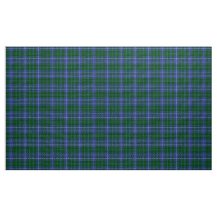 Douglas Tartan Bleu Vert et Noir Tissu Plaid