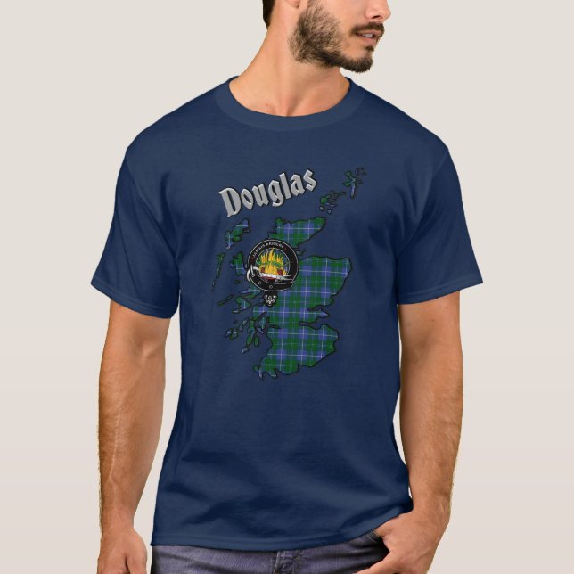 Douglas Tartan Map & Abzeichen T-Shirt (Vorderseite)