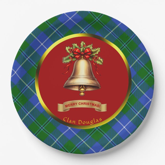 Douglas Tartan Personalisiert Weihnachten Pappteller (Vorderseite)