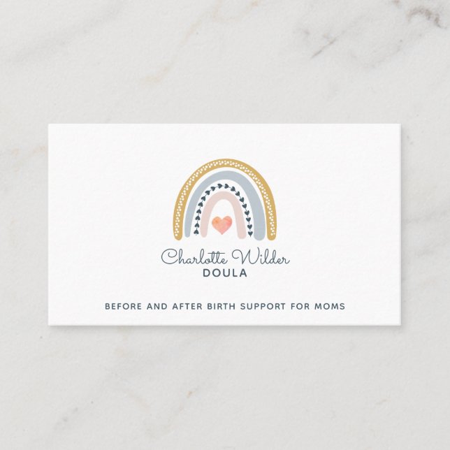 Doula Birth Coach Aquarelle Carte de visite arc-en (Devant)