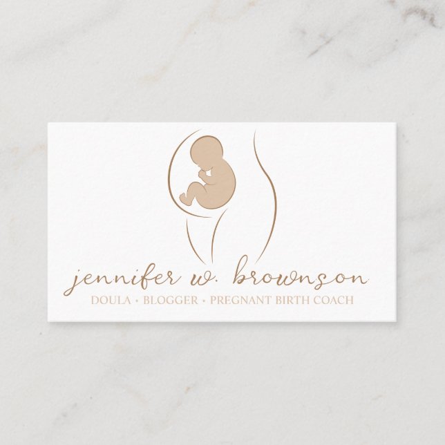 Doula Birth Coach Design mit Schwangere und Baby Visitenkarte (Vorderseite)