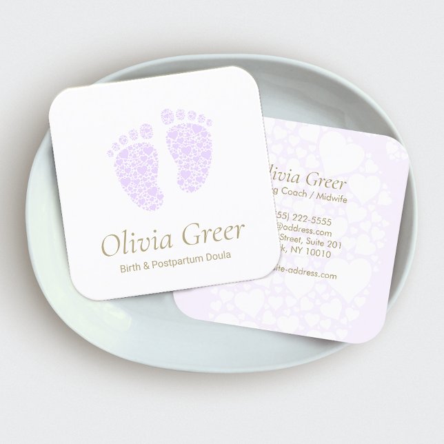 Doula Birth Coach Postnatal Nurse Baby Feet Quadratische Visitenkarte (Von Creator hochgeladen)