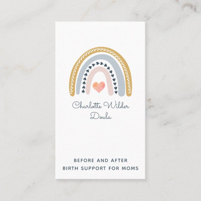 Doula Birth Coach Watercolor Rainbow Business Card Visitenkarte (Vorderseite)