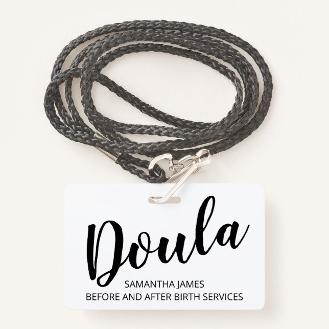 Doula Birth Services Name Abzeichen Ausweis (Vorderseite mit Schlüsselband)