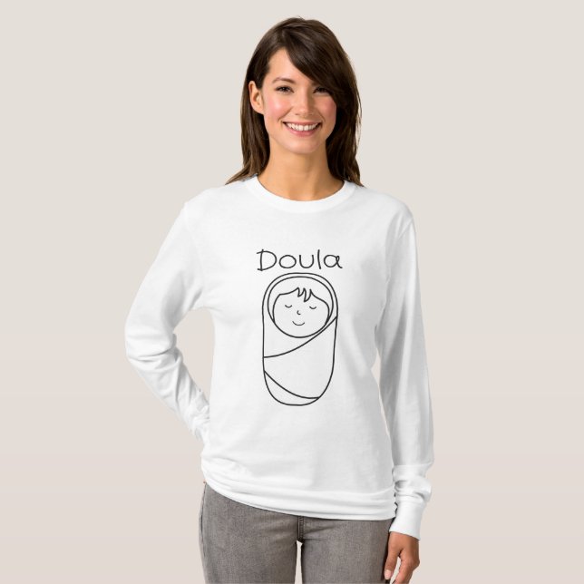 Doula die Hülse der Frauen grundlegendes langes T-Shirt (Vorne ganz)