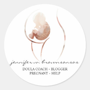 Doula Geburt Aquarell Schwangerschaft Hilfe Baby N Runder Aufkleber