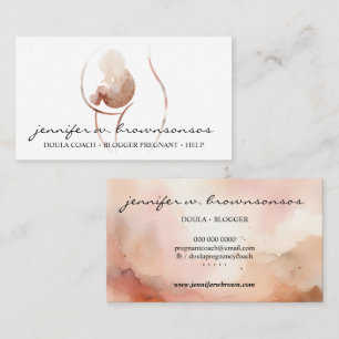 Doula Geburt Wasserfarbe Schwangere Baby Neugebore Visitenkarte