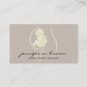 Doula Geburtscoach Schwanger Gold Baby Neugeborene Visitenkarte
