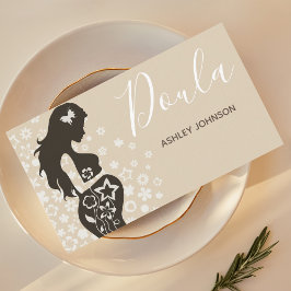 Doula Midfrau Birth Coach Floral Women Silhouette Visitenkarte