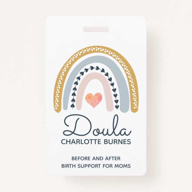 Doula Midfrau Birth Coach Watercolor Rainbow Ausweis (Vorderseite)